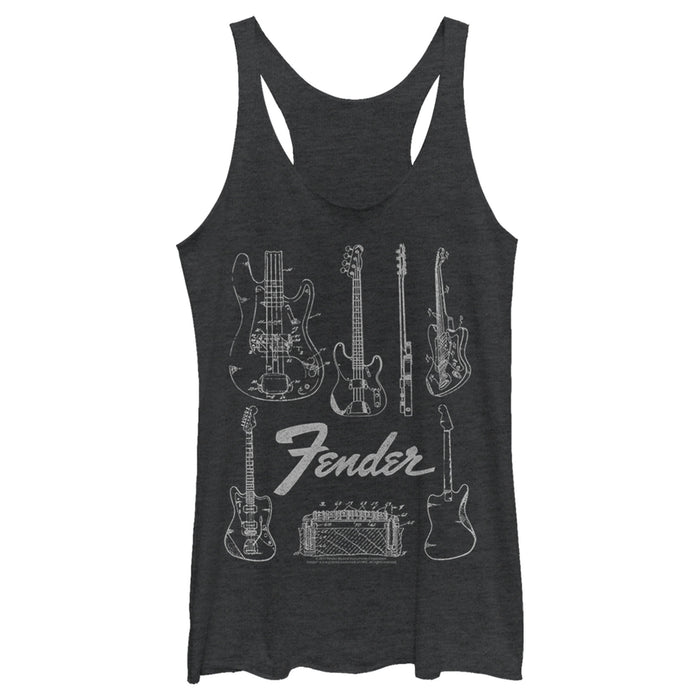 fifth sun Women's Fender Guitar Chart Racerback Tank Top