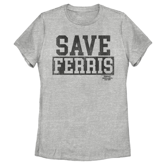fifth sun Women's Ferris Bueller's Day Off Distressed Save Text T-Shirt