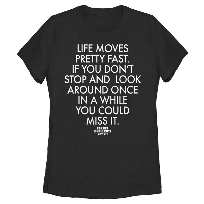 fifth sun Women's Ferris Bueller's Day Off Life Moves Fast T-Shirt