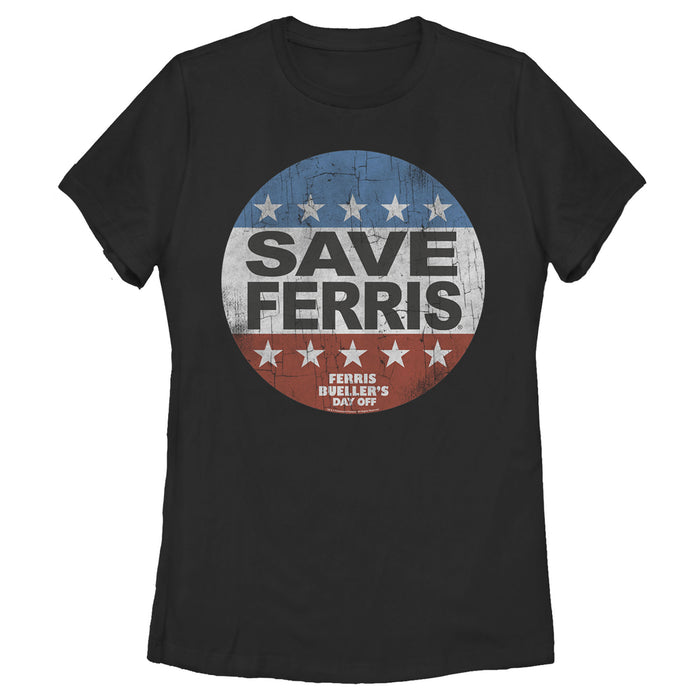 fifth sun Women's Ferris Bueller's Day Off Save Campaign Button T-Shirt