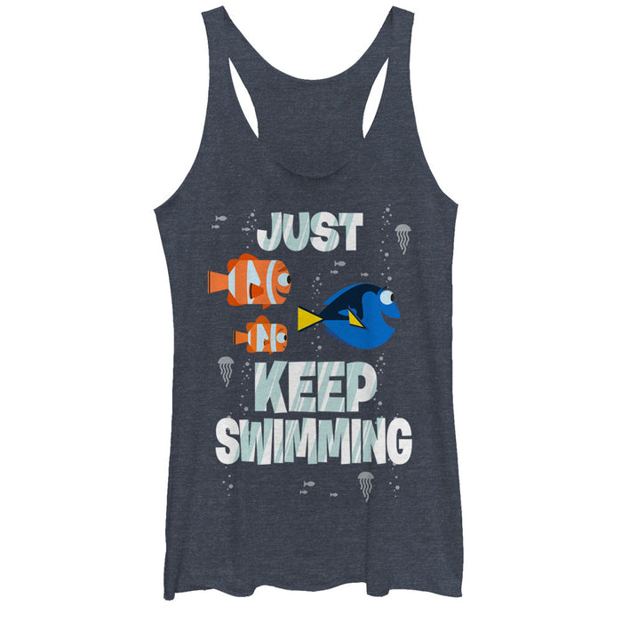 fifth sun Women's Finding Dory Just Keep Swimming Racerback Tank Top