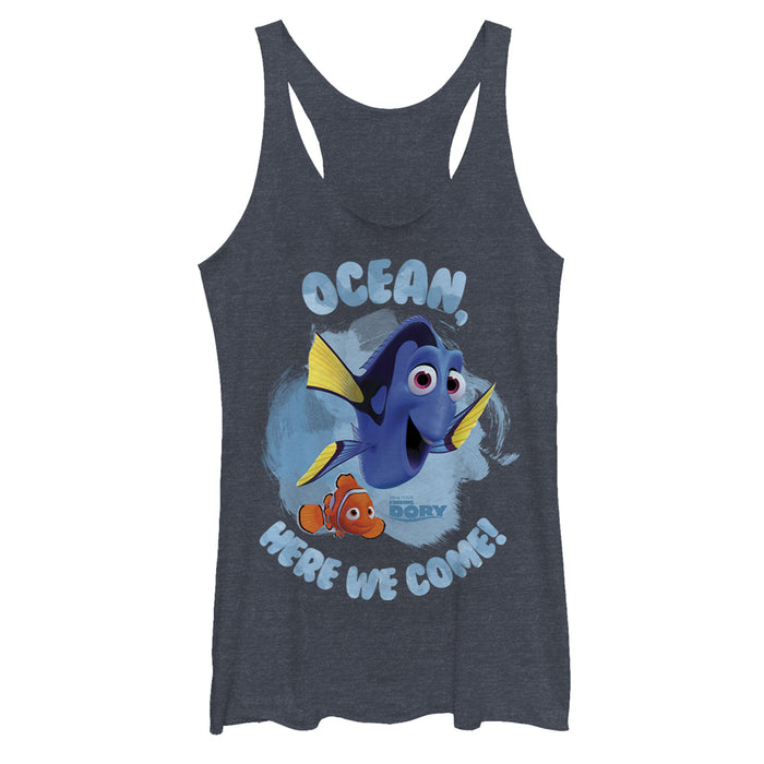 fifth sun Women's Finding Dory Ocean Here We Come Racerback Tank Top