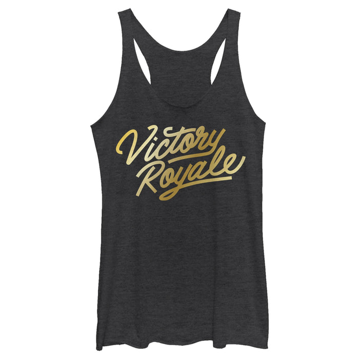 fifth sun Women's Fortnite Victory Royale Gold Script Racerback Tank Top