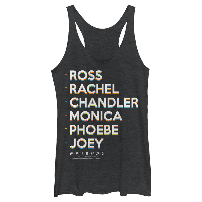 fifth sun Women's Friends Character Name List Racerback Tank Top