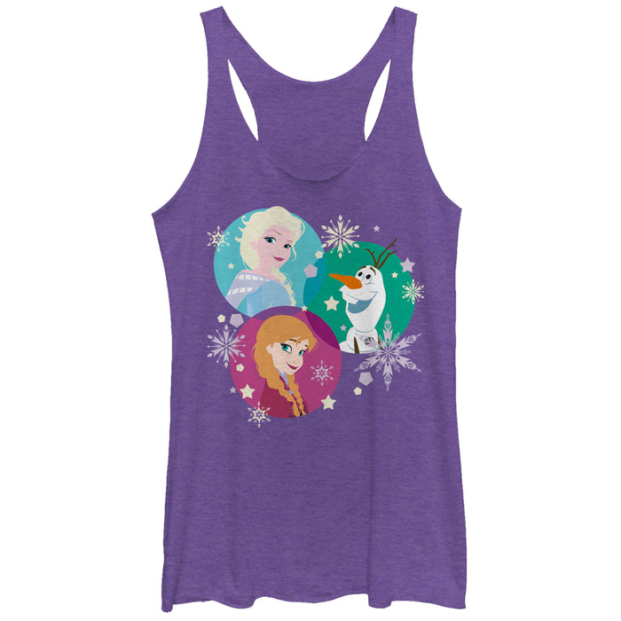 fifth sun Women's Frozen Character Snowflakes Racerback Tank Top