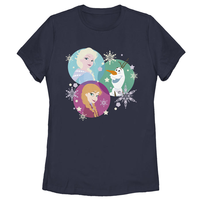 Fifth Sun Women's Frozen Character Snowflakes T-Shirt