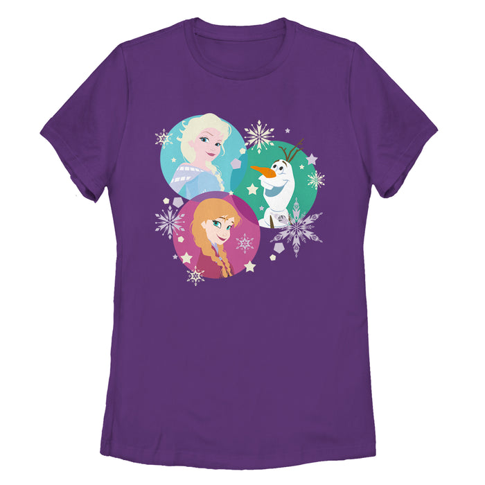 fifth sun Women's Frozen Character Snowflakes T-Shirt