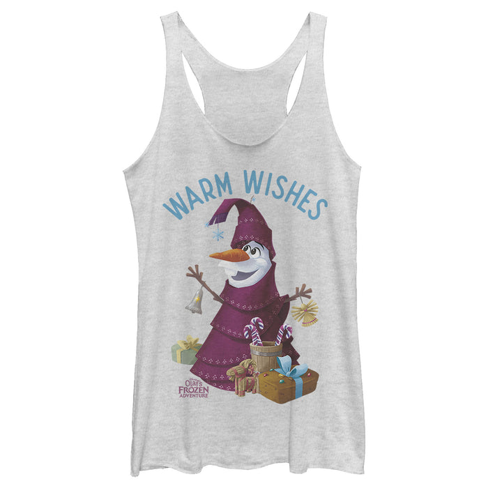 fifth sun Women's Frozen Christmas Olaf Wishes Racerback Tank Top
