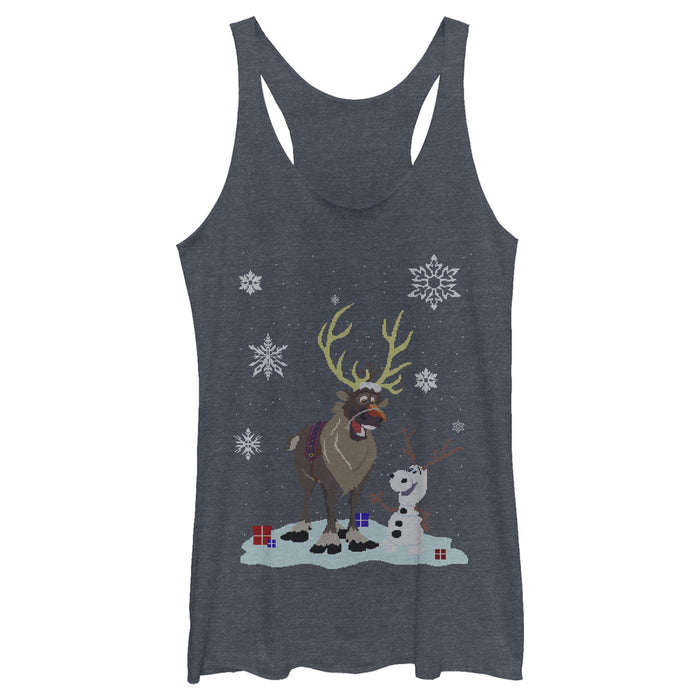 fifth sun Women's Frozen Christmas Sweater Friends Racerback Tank Top