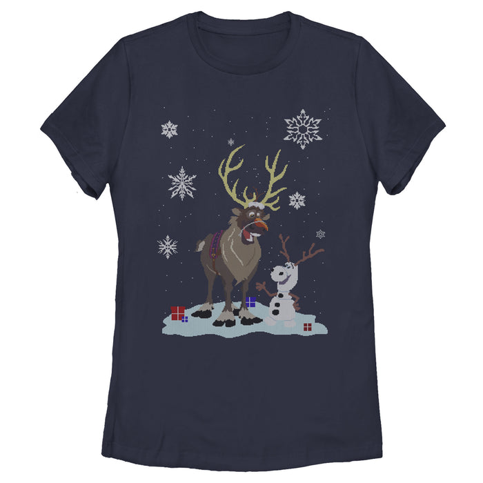 fifth sun Women's Frozen Christmas Sweater Friends T-Shirt