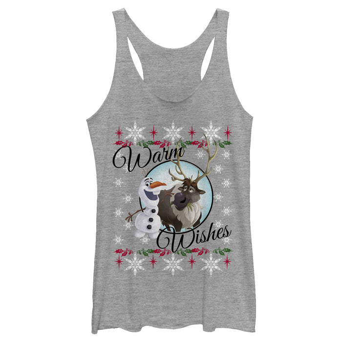 fifth sun Women's Frozen Christmas Warm Wishes Racerback Tank Top