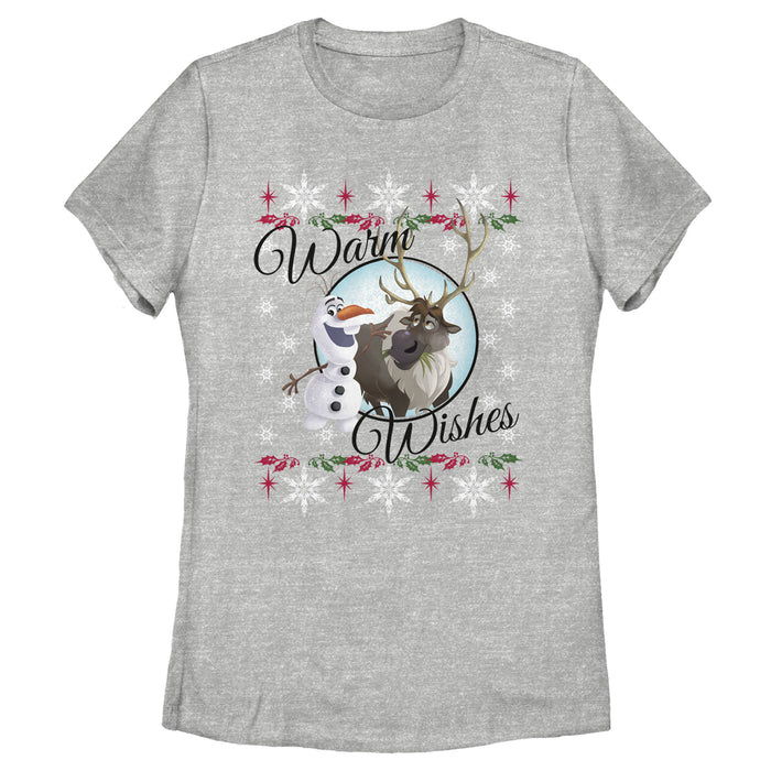 fifth sun Women's Frozen Christmas Warm Wishes T-Shirt