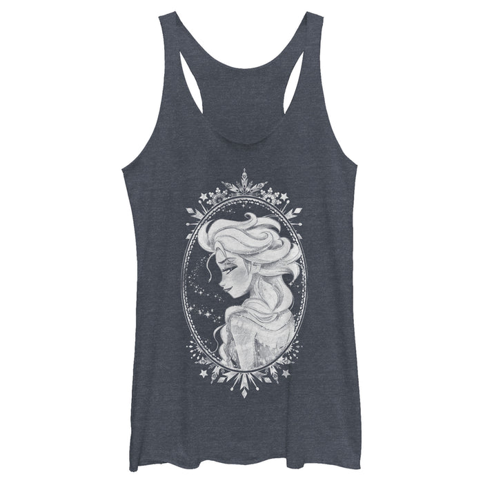 fifth sun Women's Frozen Elsa Snow Queen Frame Racerback Tank Top