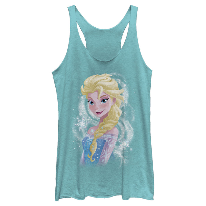 fifth sun Women's Frozen Elsa Sparkle Profile Racerback Tank Top