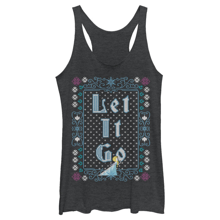 fifth sun Women's Frozen Let Go Knit Pattern Racerback Tank Top