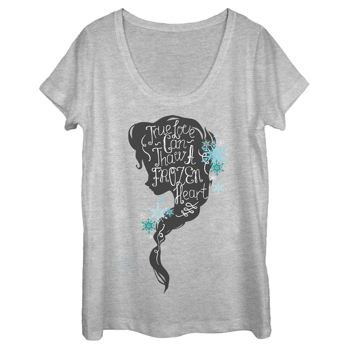 fifth sun Women's Frozen Love Thaws Heart Scoop Neck