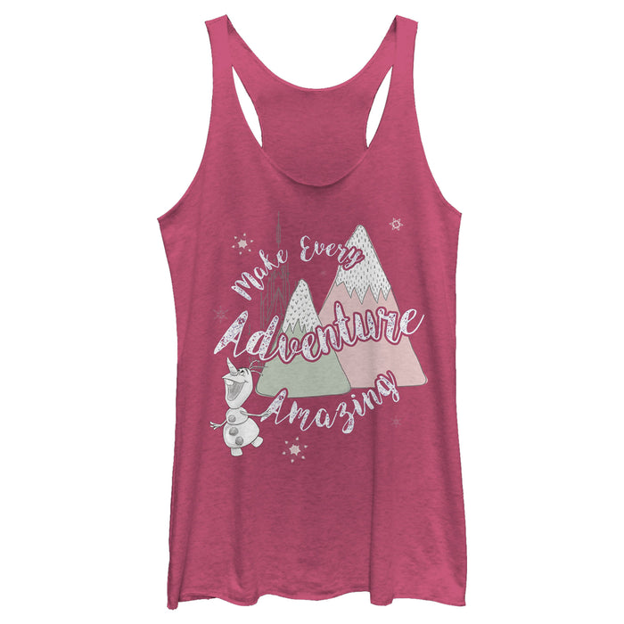 fifth sun Women's Frozen Olaf Mountain Adventure Racerback Tank Top