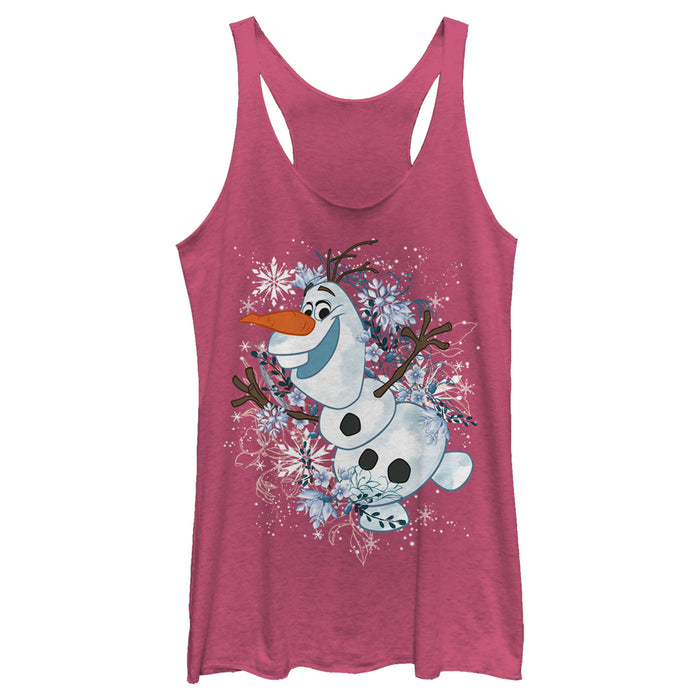 fifth sun Women's Frozen Olaf Snowflake Storm Racerback Tank Top