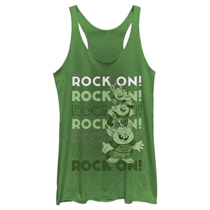 fifth sun Women's Frozen Rock On Trolls Racerback Tank Top