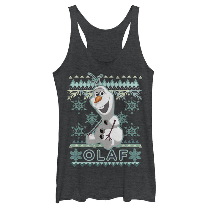 fifth sun Women's Frozen Ugly Christmas Olaf Racerback Tank Top