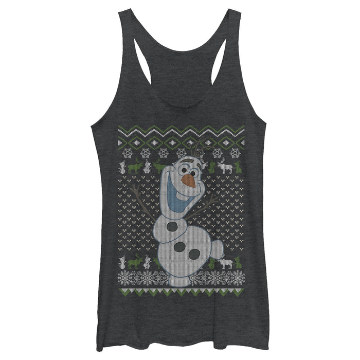 fifth sun Women's Frozen Ugly ChristmasOlaf Sven Racerback Tank Top