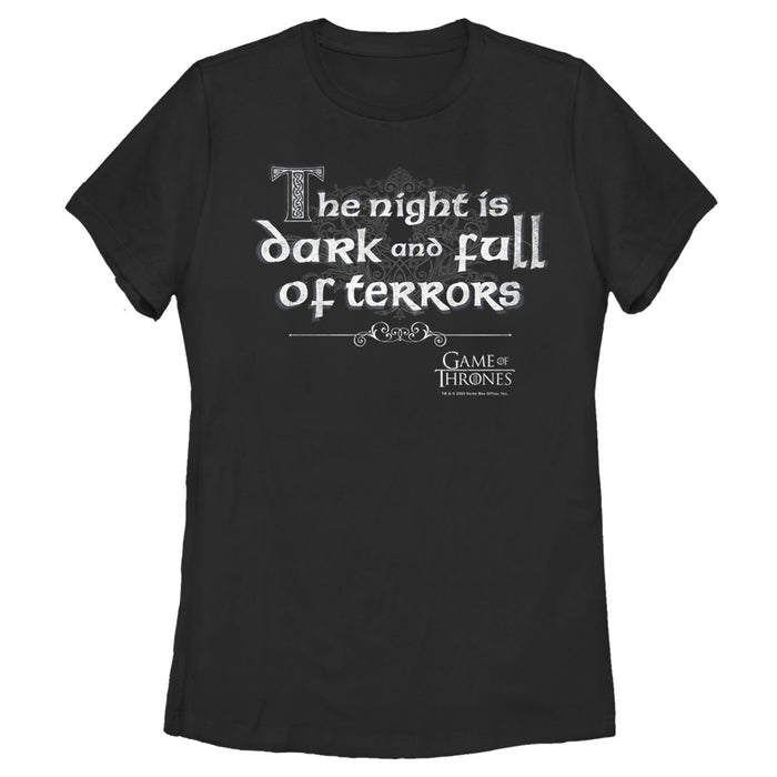 fifth sun Women's Game of Thrones Night is Dark and Full of Terrors T-Shirt