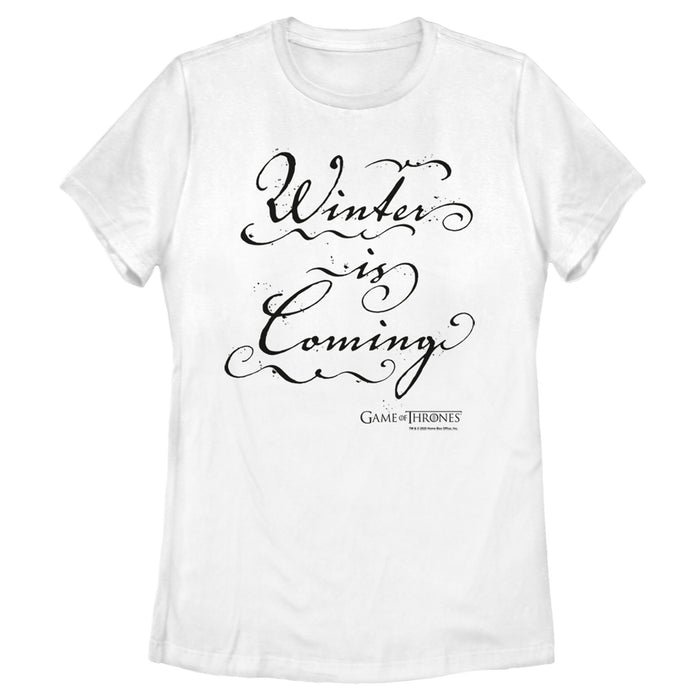 fifth sun Women's Game of Thrones Winter is Coming Cursive T-Shirt