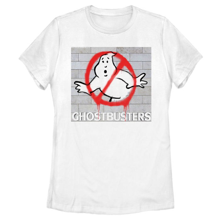 Fifth Sun Women's Ghostbusters Brick Spray Logo T-Shirt