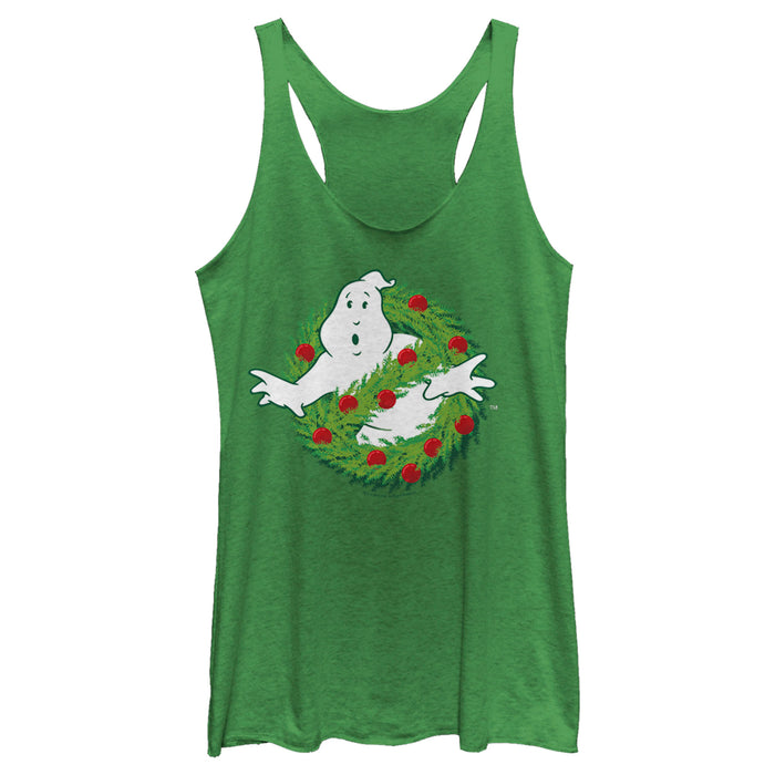 fifth sun Women's Ghostbusters Christmas Wreath Logo Racerback Tank Top