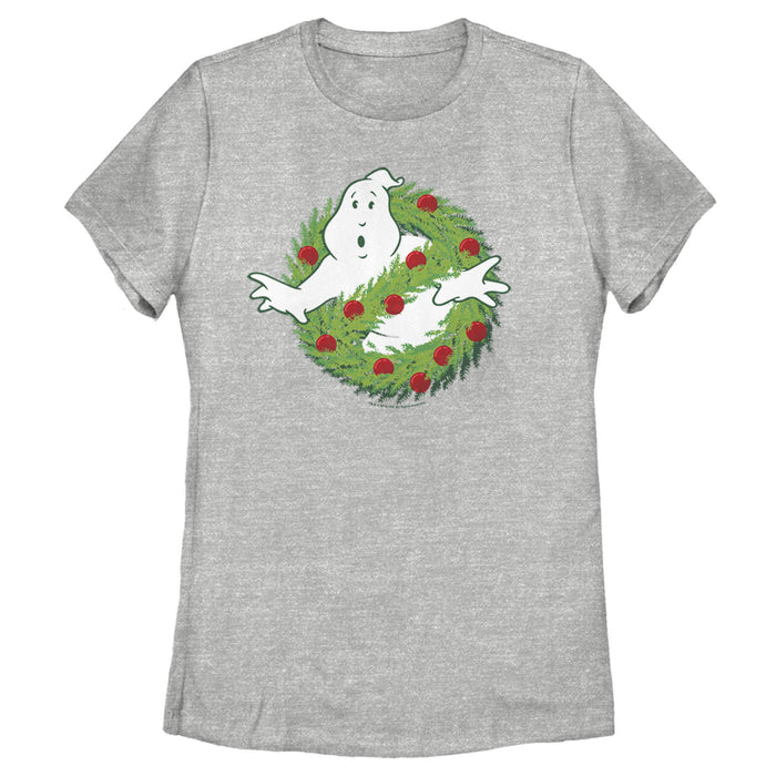 fifth sun Women's Ghostbusters Christmas Wreath Logo T-Shirt