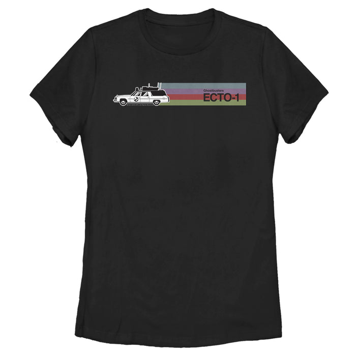 fifth sun Women's Ghostbusters Ecto-1 Wagon Retro Stripe T-Shirt