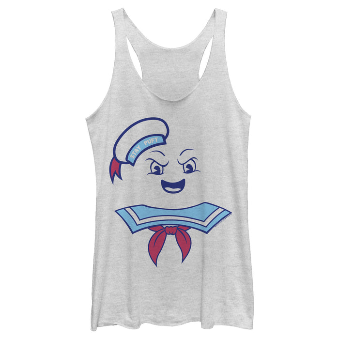 fifth sun Women's Ghostbusters Stay Puft Marshmallow Man Face Racerback Tank Top