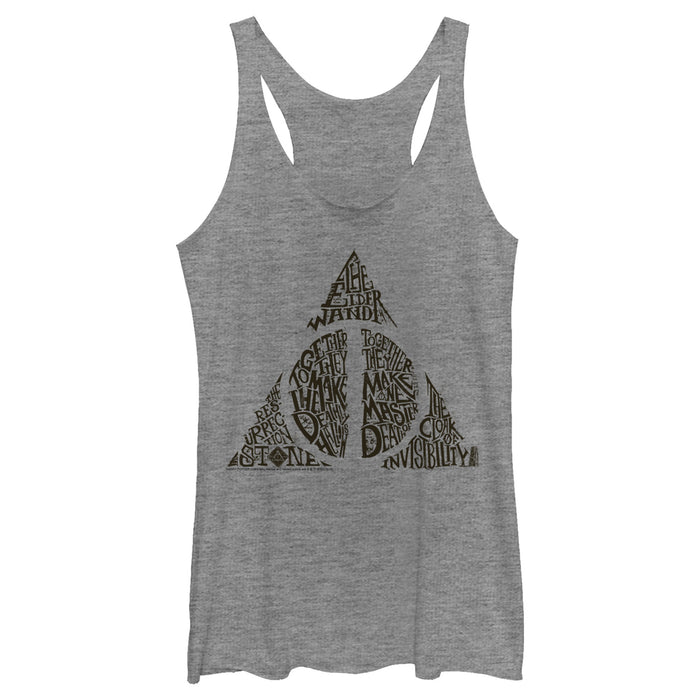 fifth sun Women's Harry Potter Deathly Hallows Secret Racerback Tank Top