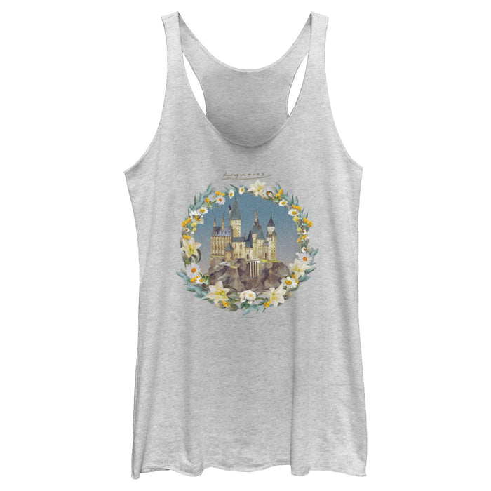 fifth sun Women's Harry Potter Floral Wreath Hogwarts Racerback Tank Top