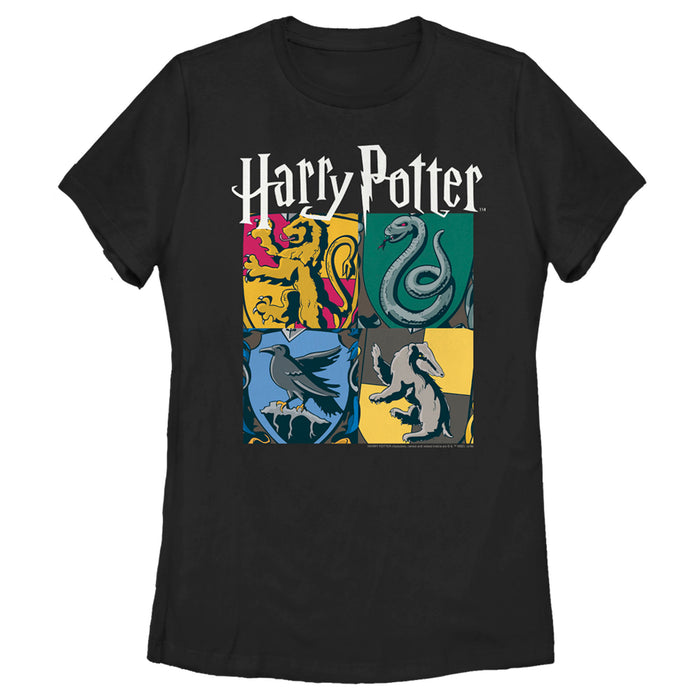 fifth sun Women's Harry Potter Hogwarts Houses Vintage Collage T-Shirt