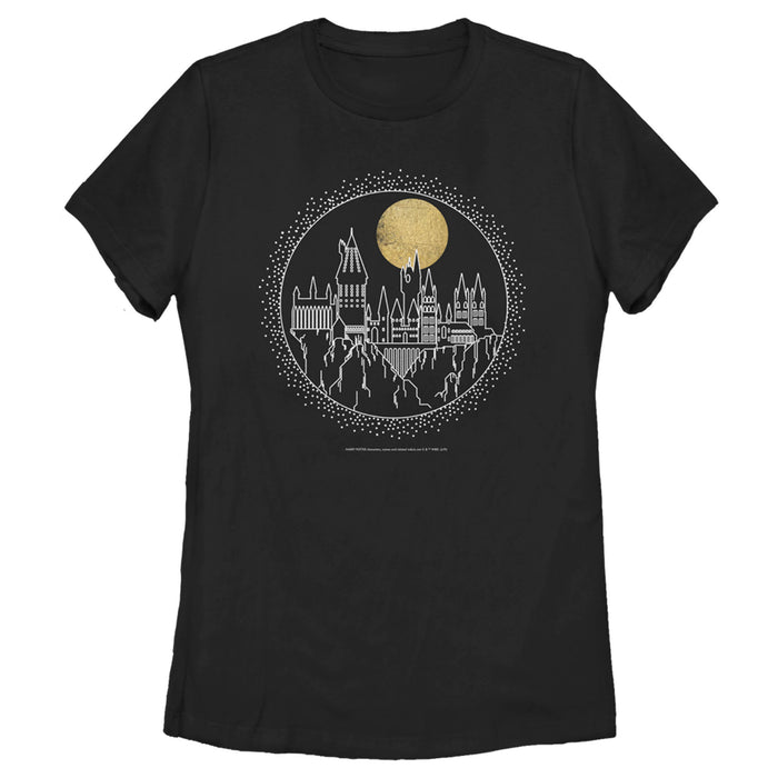 fifth sun Women's Harry Potter Hogwarts Line Art Moonrise T-Shirt