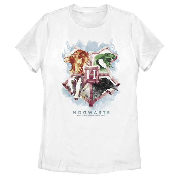 fifth sun Women's Harry Potter Hogwarts Watercolor Symbols T-Shirt