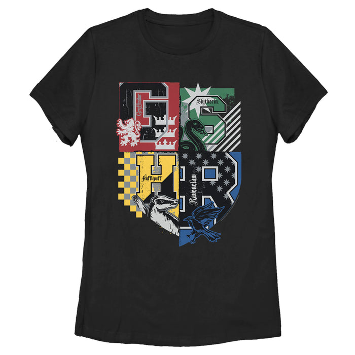 fifth sun Women's Harry Potter House Crests Shield T-Shirt