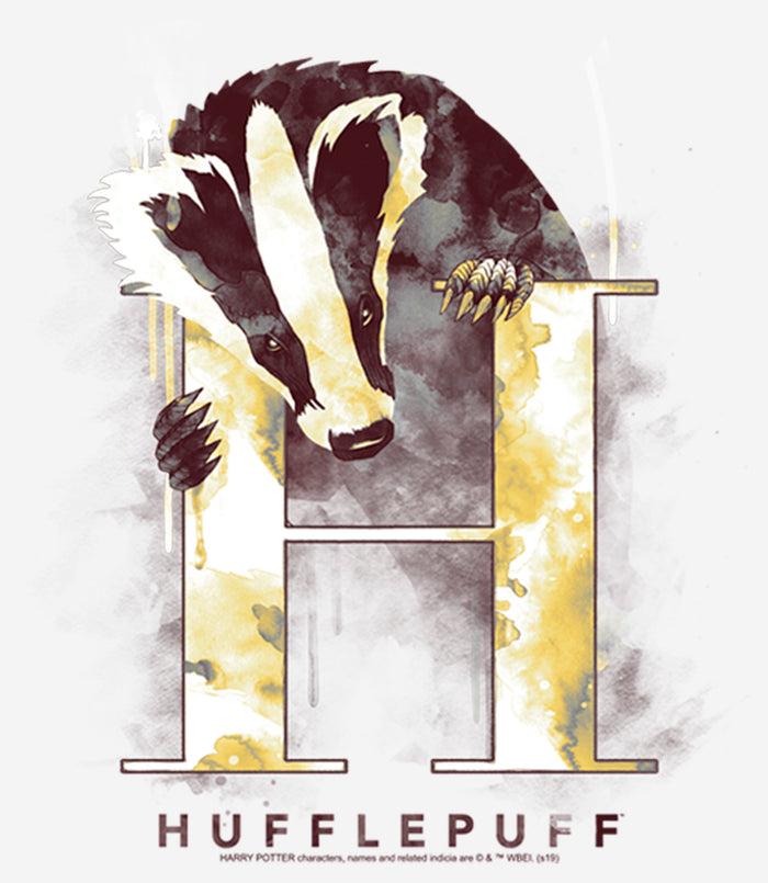 Fifth Sun Women's Harry Potter Hufflepuff Badger Watercolor T-Shirt
