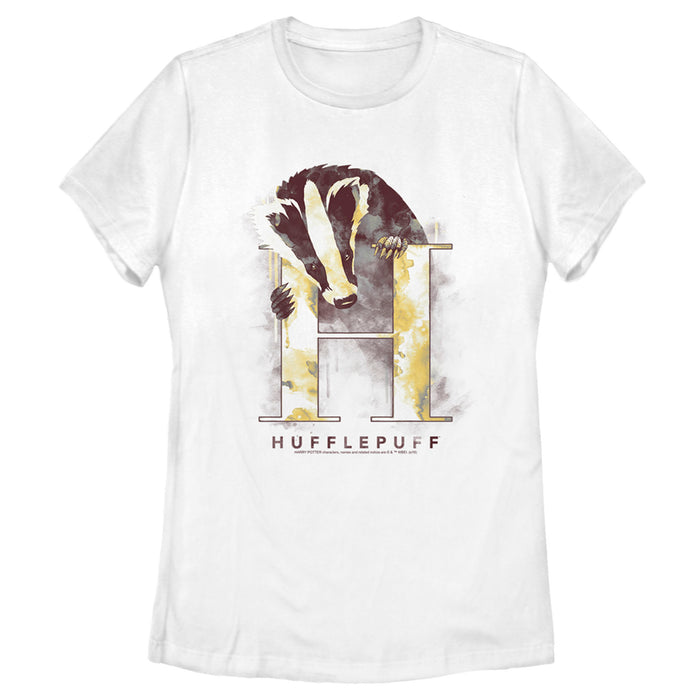 fifth sun Women's Harry Potter Hufflepuff Badger Watercolor T-Shirt