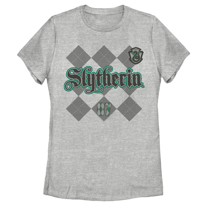 fifth sun Women's Harry Potter Slytherin Argyle Print T-Shirt