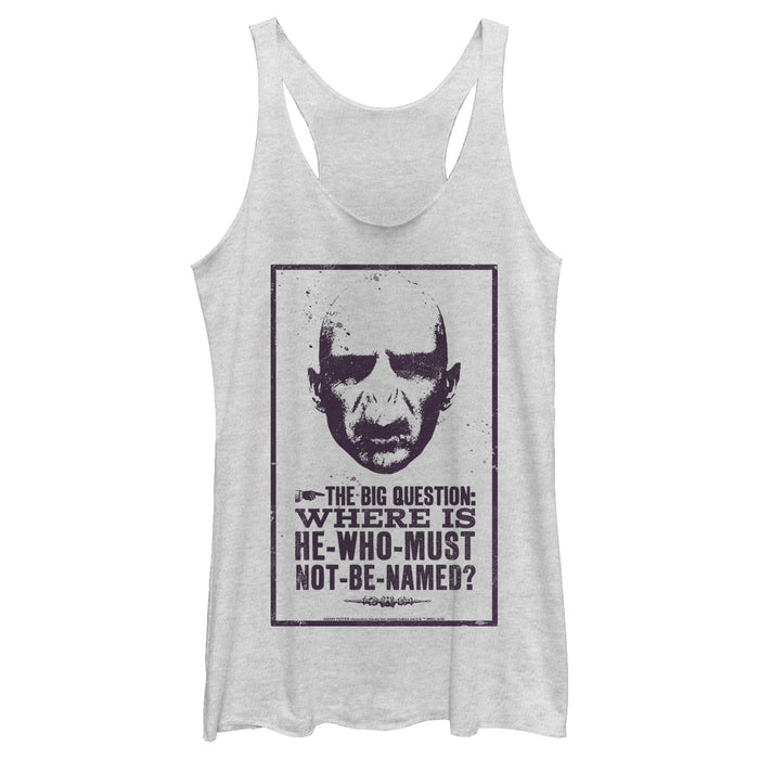 fifth sun Women's Harry Potter Where is He-Who-Must-Not-Be-Named Racerback Tank Top