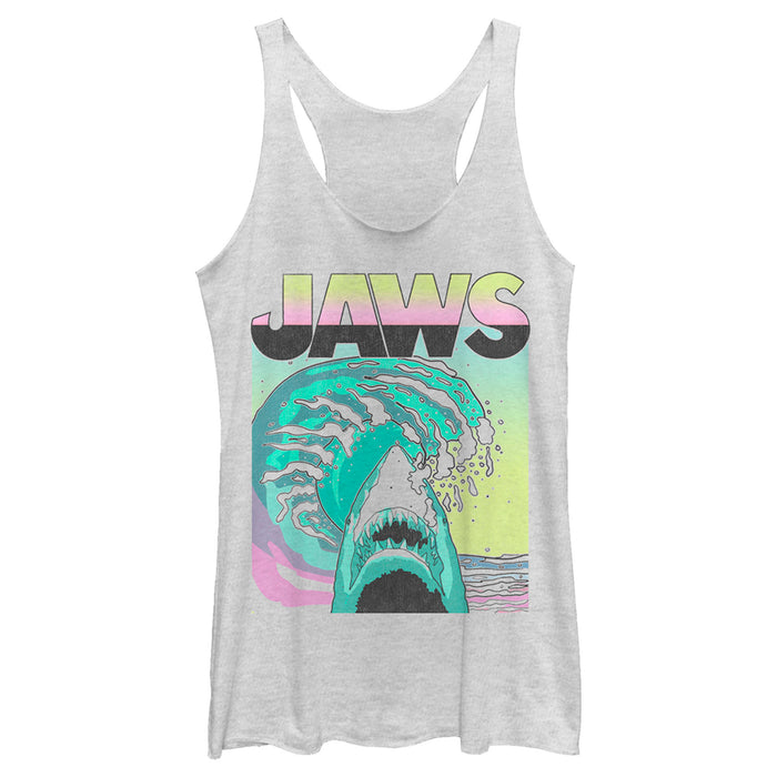 fifth sun Women's Jaws 80s Colorful Wave Racerback Tank Top