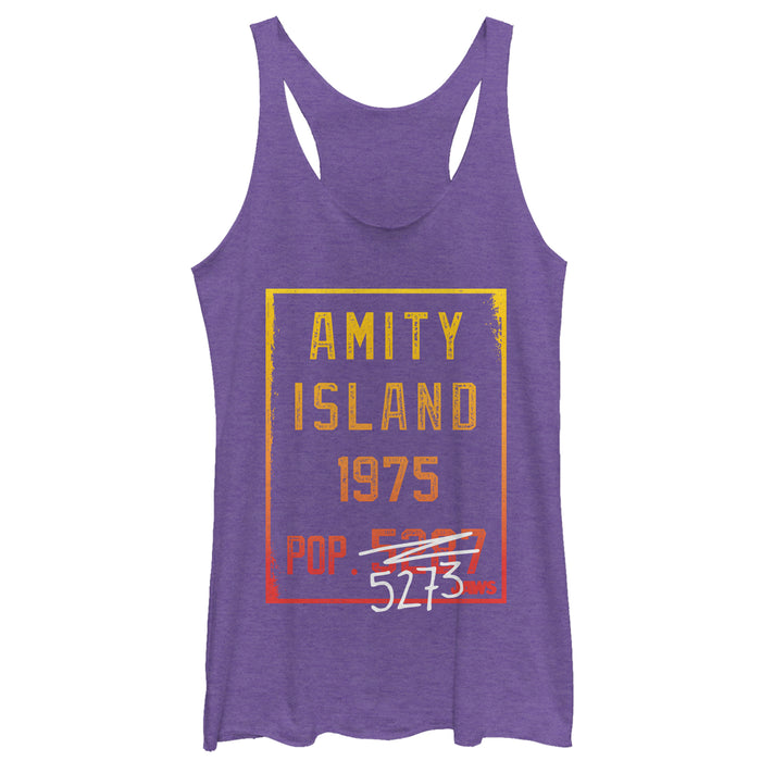 fifth sun Women's Jaws Amity Island Population Racerback Tank Top