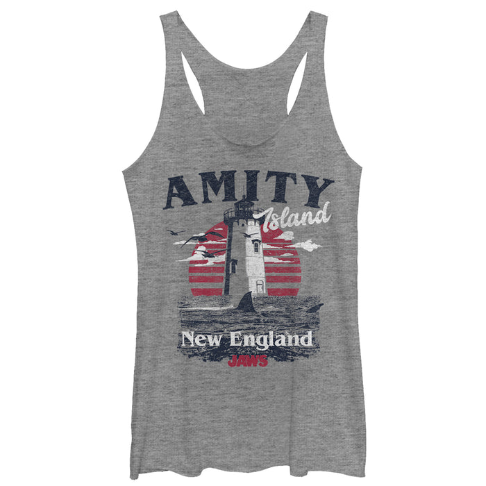 fifth sun Women's Jaws Amity Island Tourist Lighthouse Racerback Tank Top