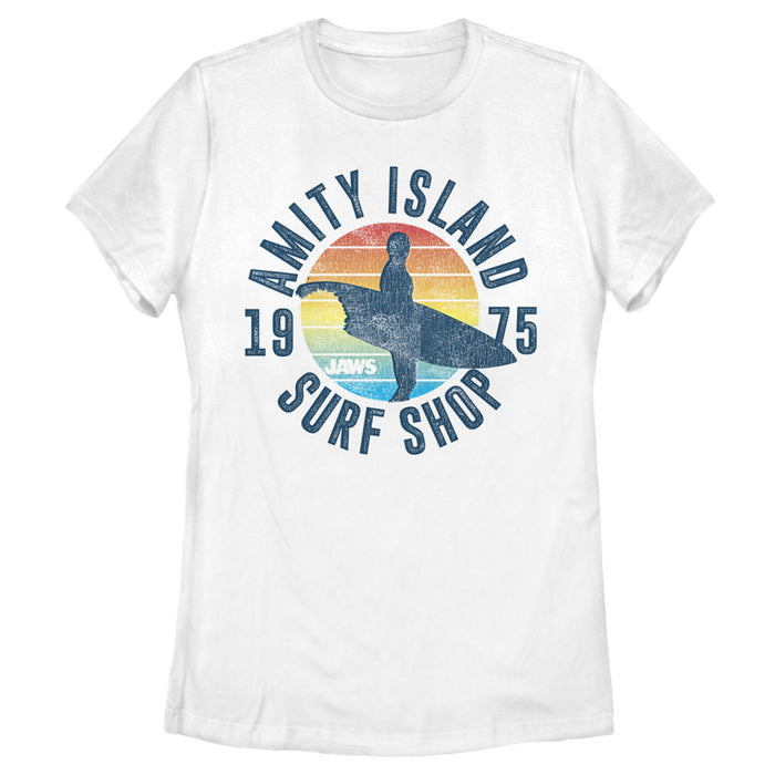 fifth sun Women's Jaws Retro Amity Island Surf Shop T-Shirt