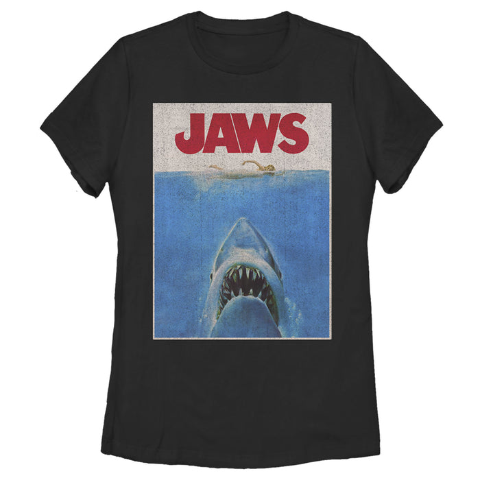fifth sun Women's Jaws Retro Distressed Poster T-Shirt