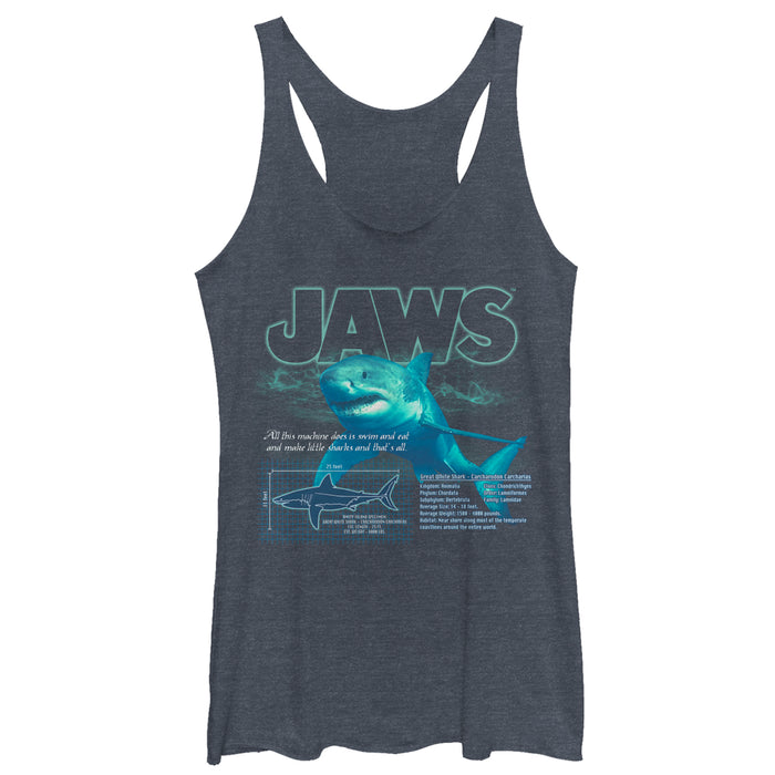 fifth sun Women's Jaws Shark Blueprint Racerback Tank Top
