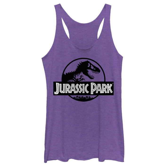 fifth sun Women's Jurassic Park Black and White Logo Racerback Tank Top