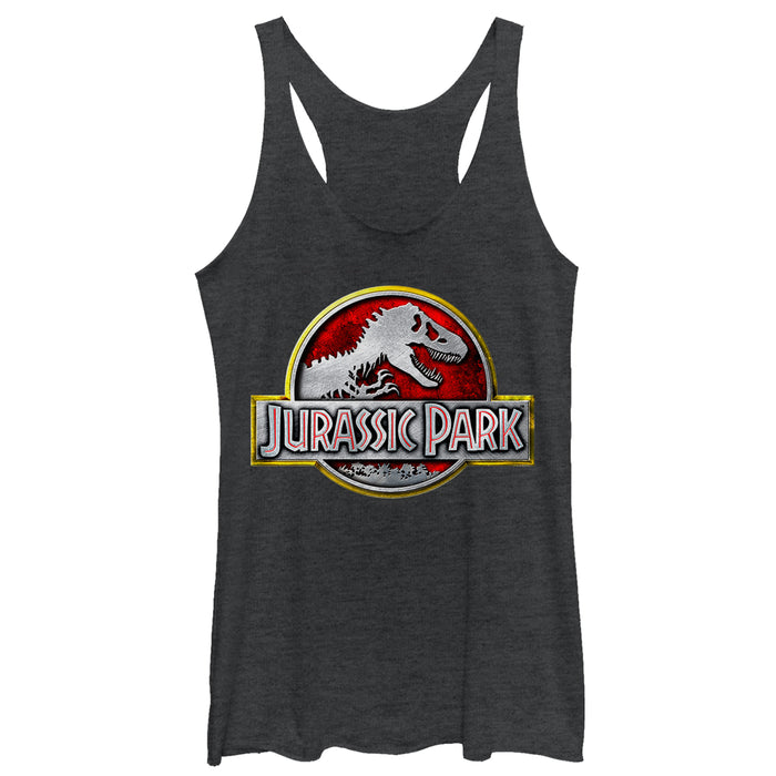 fifth sun Women's Jurassic Park Chrome Logo Racerback Tank Top